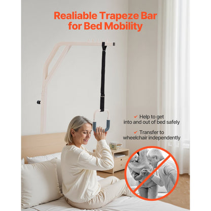 VEVOR Trapeze Bar for Bed Mobility Height-Adjustable Free Standing Trapeze Bar