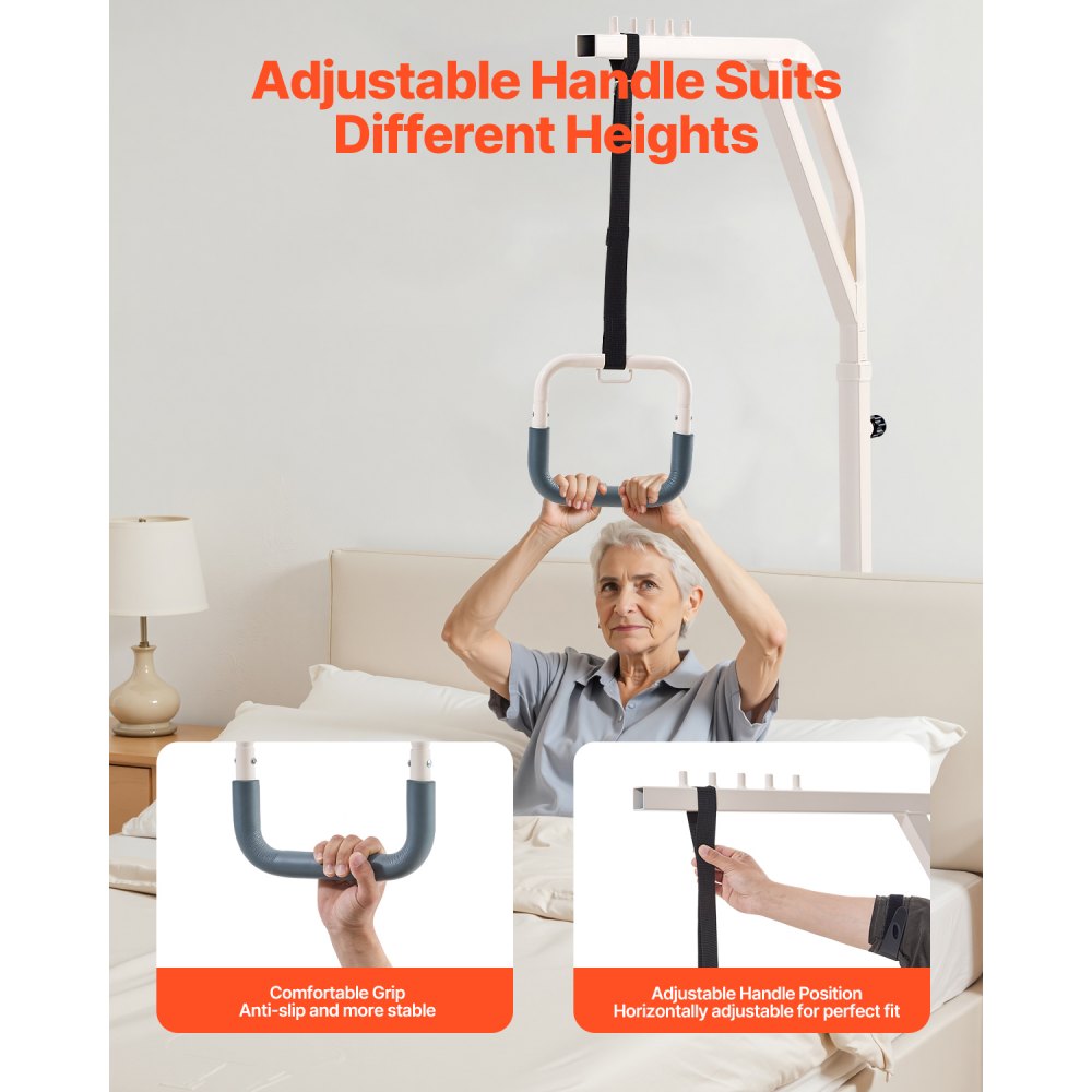 VEVOR Trapeze Bar for Bed Mobility Height-Adjustable Free Standing Trapeze Bar