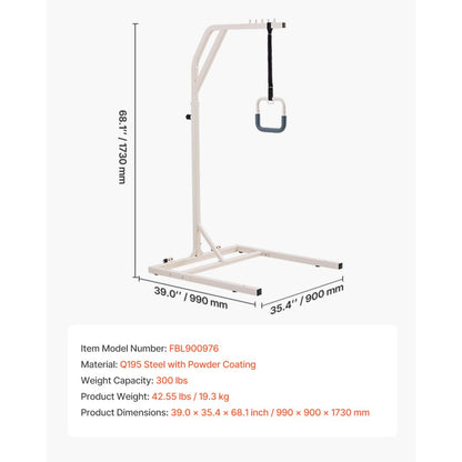 VEVOR Trapeze Bar for Bed Mobility Height-Adjustable Free Standing Trapeze Bar