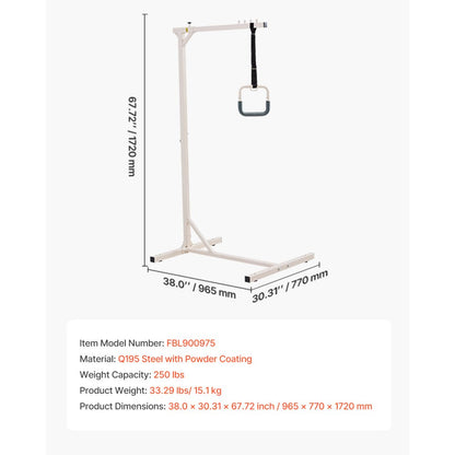 VEVOR Trapeze Bar for Bed Mobility 250 LBS Capacity Free Standing Trapeze Bar