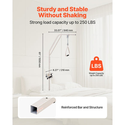 VEVOR Trapeze Bar for Bed Mobility 250LBS Bed Trapeze with Clamps & Metal Chain