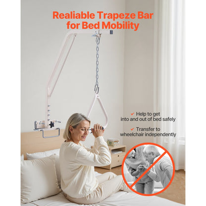 VEVOR Trapeze Bar for Bed Mobility 250LBS Bed Trapeze with Clamps & Metal Chain