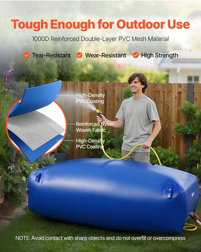 Water Storage Bladder 1000L Large Capacity Water Bag, Portable & Collapsible Soft Waters Container, Leakproof & Tear-Resistant PVC Emergency Waters Storage Tank for RV Truck & Outdoor Use