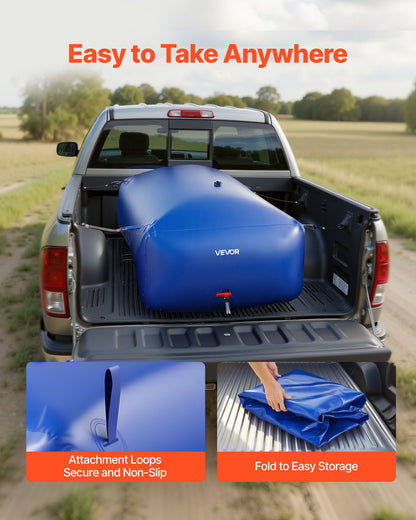 Water Storage Bladder 1000L Large Capacity Water Bag, Portable & Collapsible Soft Waters Container, Leakproof & Tear-Resistant PVC Emergency Waters Storage Tank for RV Truck & Outdoor Use