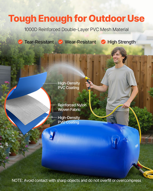 Water Storage Bladder 400L Large Capacity Water Bag, Portable & Collapsible Soft Waters Container, Leakproof & Tear-Resistant PVC Emergency Waters Storage Tank for RV Truck & Outdoor Use