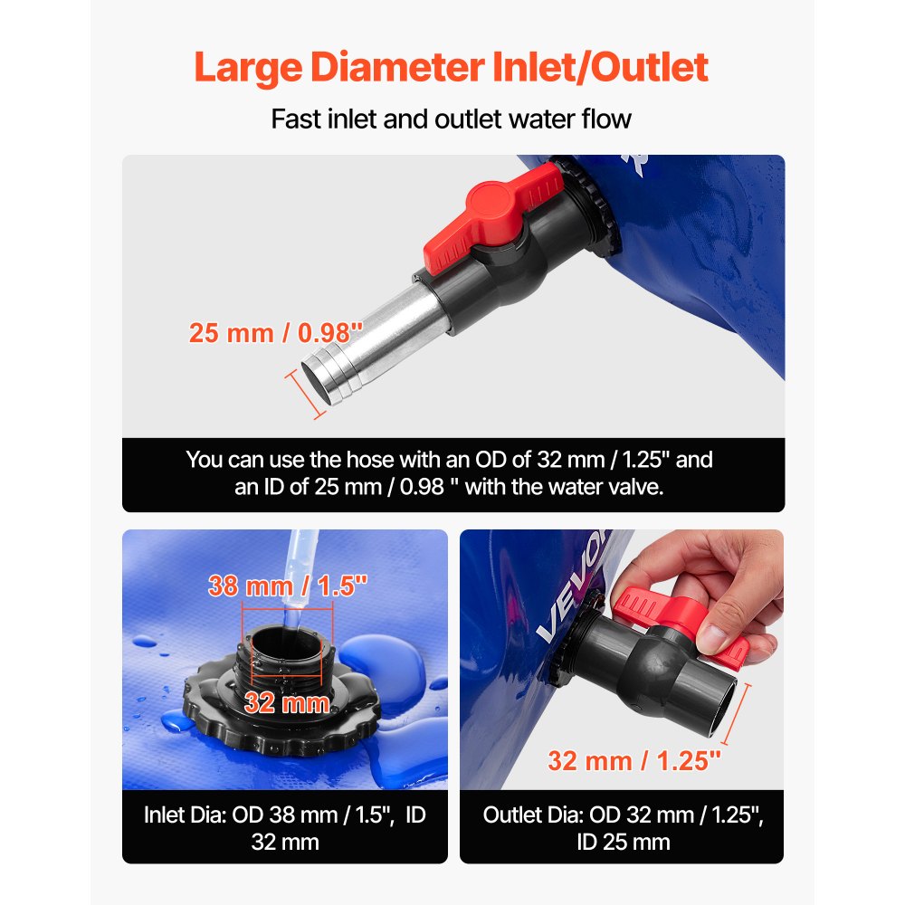 Water Storage Bladder 1000L 1000D PVC Collapsible Portable Water Tank