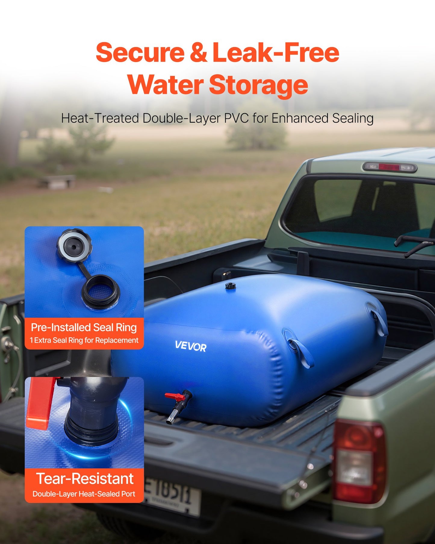 Water Storage Bladder, 330L Portable & Collapsible Water Storage Bag, Wear-Resistant 1000D PVC Soft Waters Bag, Leakproof Camping Tank Containers for Garden Irrigation RV Emergency Use, Blue