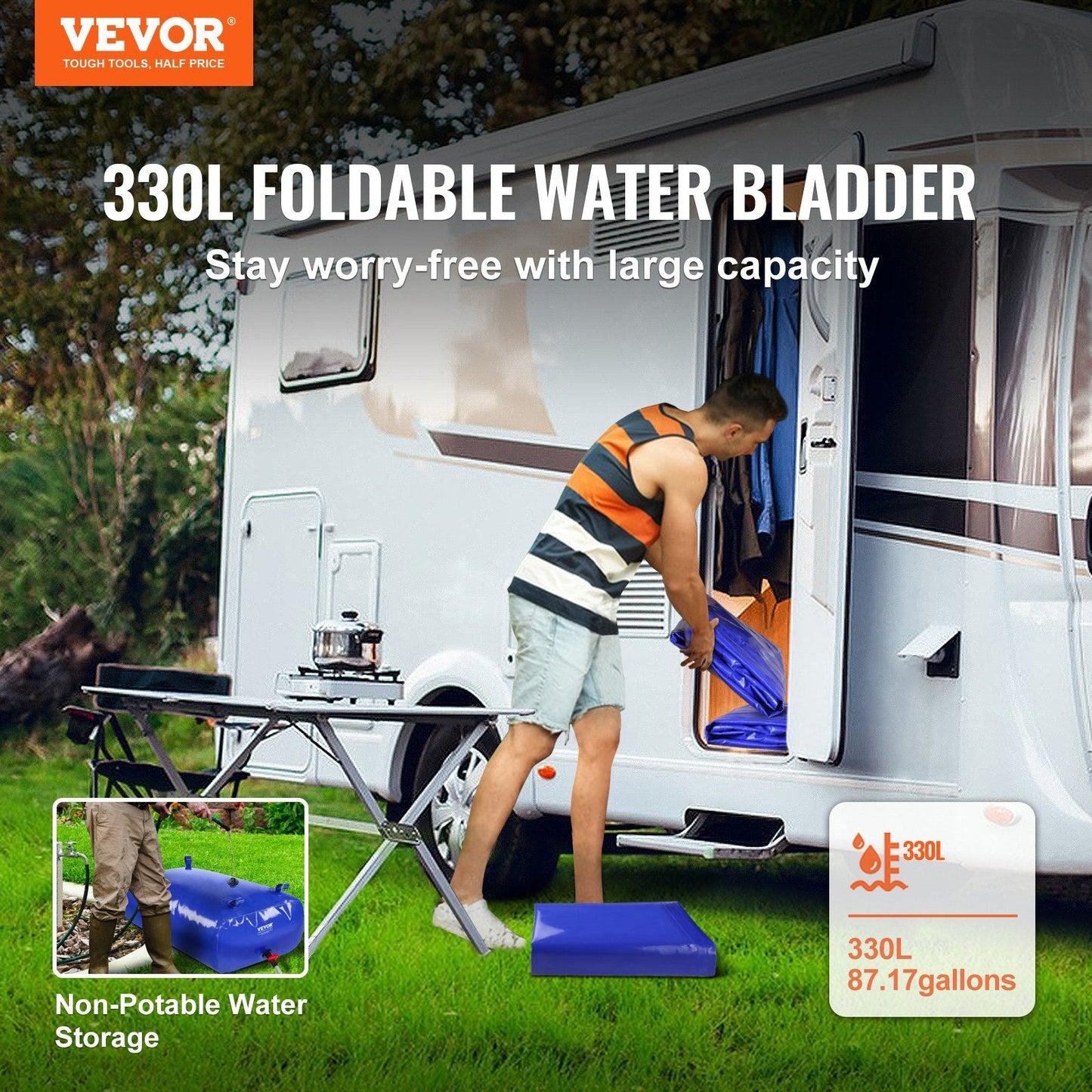 Collapsible 330L PVC Water Tank, Portable & Durable for Versatile Use