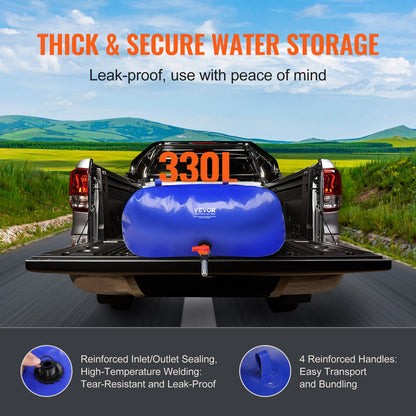 VEVOR Portable Water Storage Bladder 87 Gal 1000D PVC Collapsible Water Tank