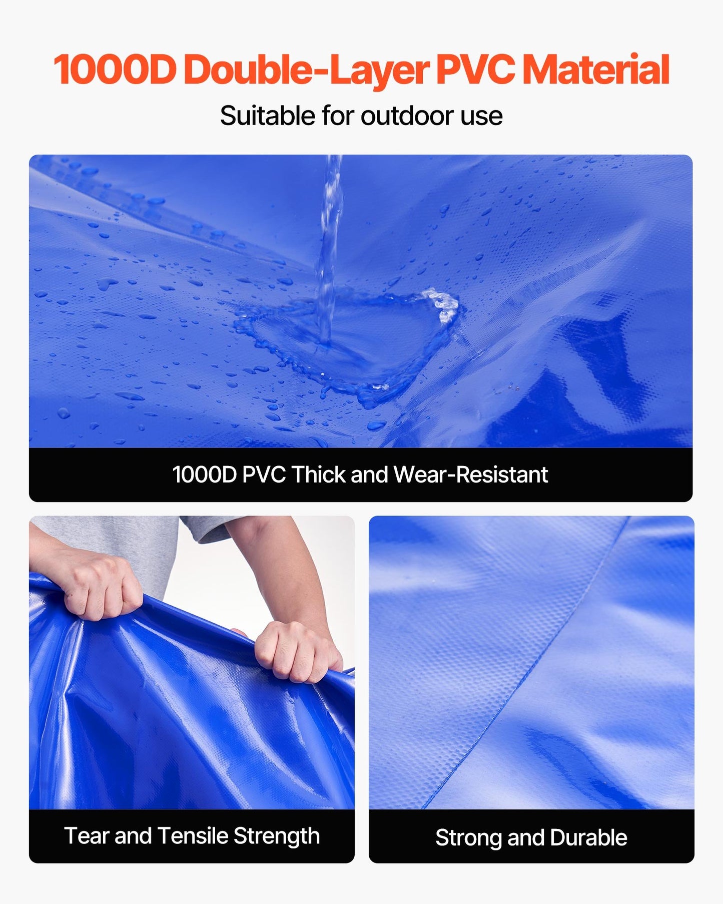 Water Storage Bladder, 400L Water Storage Container Tank, 1000D PVC Large Capacity Soft Bag Bladder, Foldable Portable for Garden Irrigation, Camping, RV, Fire Prevention - Blue