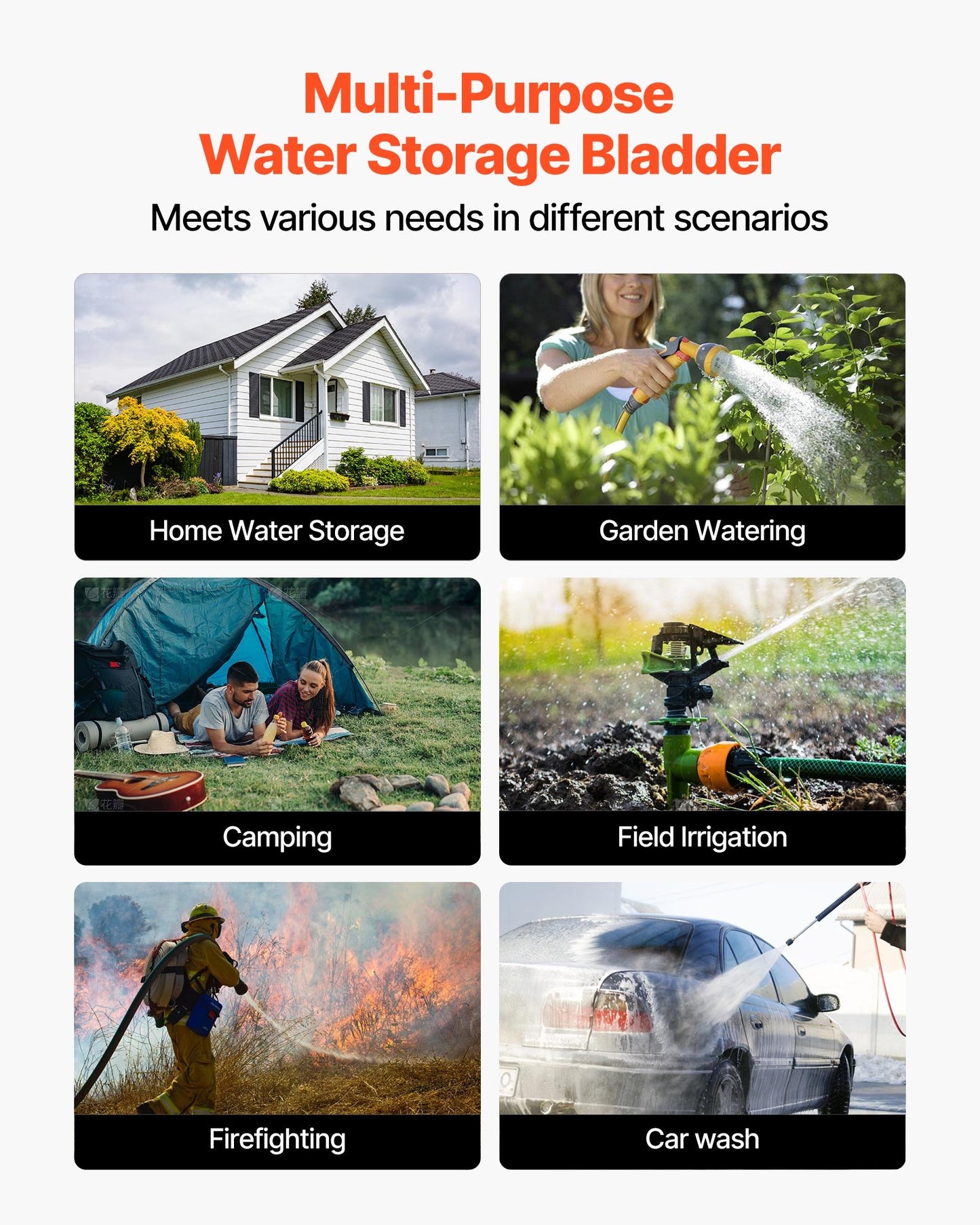 Water Storage Bladder, 400L Water Storage Container Tank, 1000D PVC Large Capacity Soft Bag Bladder, Foldable Portable for Garden Irrigation, Camping, RV, Fire Prevention - Blue