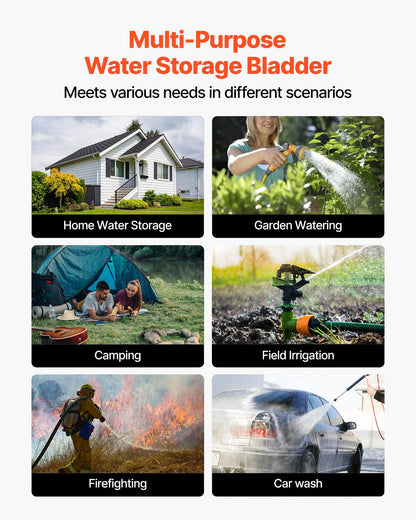 Water Storage Bladder, 400L Water Storage Container Tank, 1000D PVC Large Capacity Soft Bag Bladder, Foldable Portable for Garden Irrigation, Camping, RV, Fire Prevention - Blue