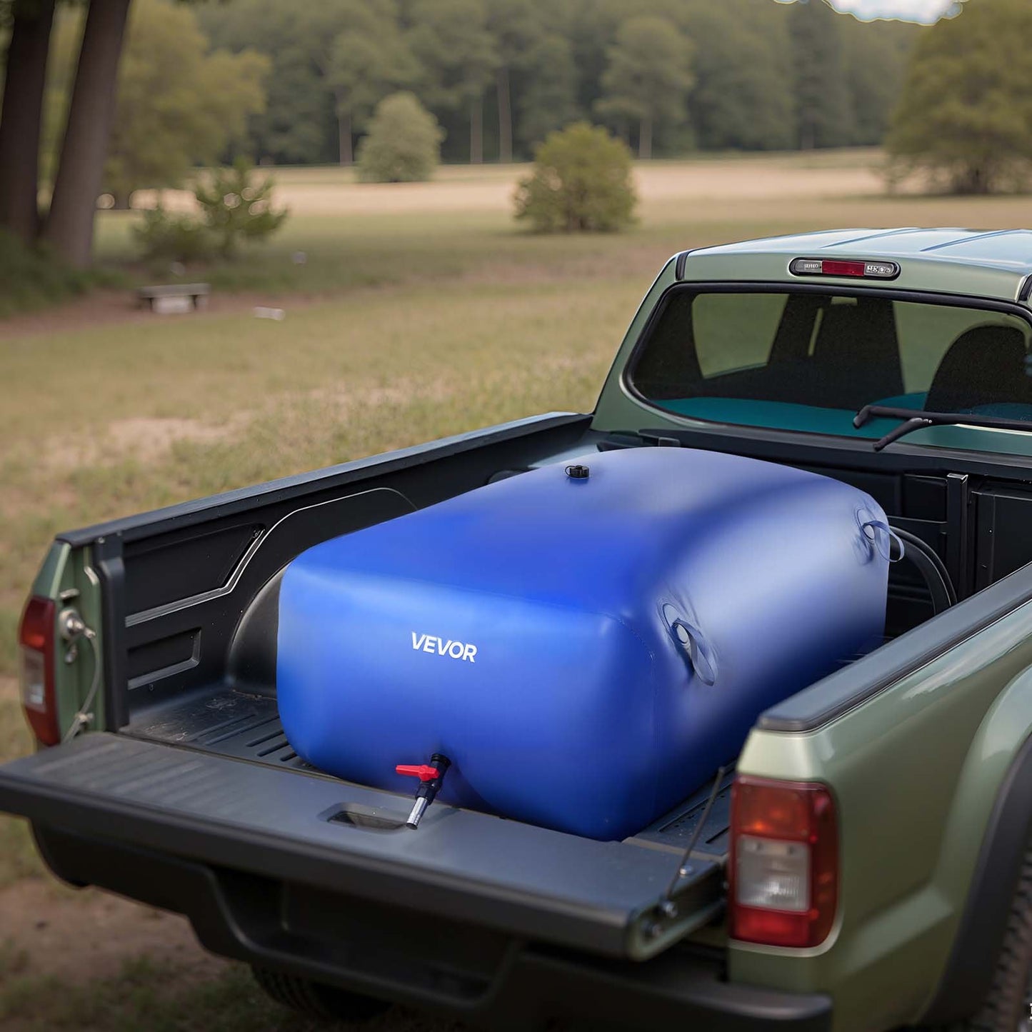 Water Storage Bladder, 540L Portable & Collapsible Water Storage Bag, Wear-Resistant 1000D PVC Soft Waters Bag, Leakproof Camping Tank Containers for Garden Irrigation RV Emergency Use, Blue