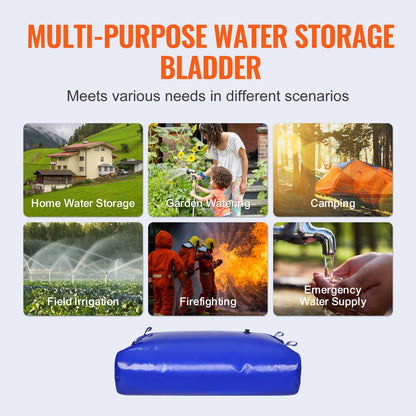 VEVOR Portable Water Storage Bladder 540L 1000D PVC Collapsible Water Tank