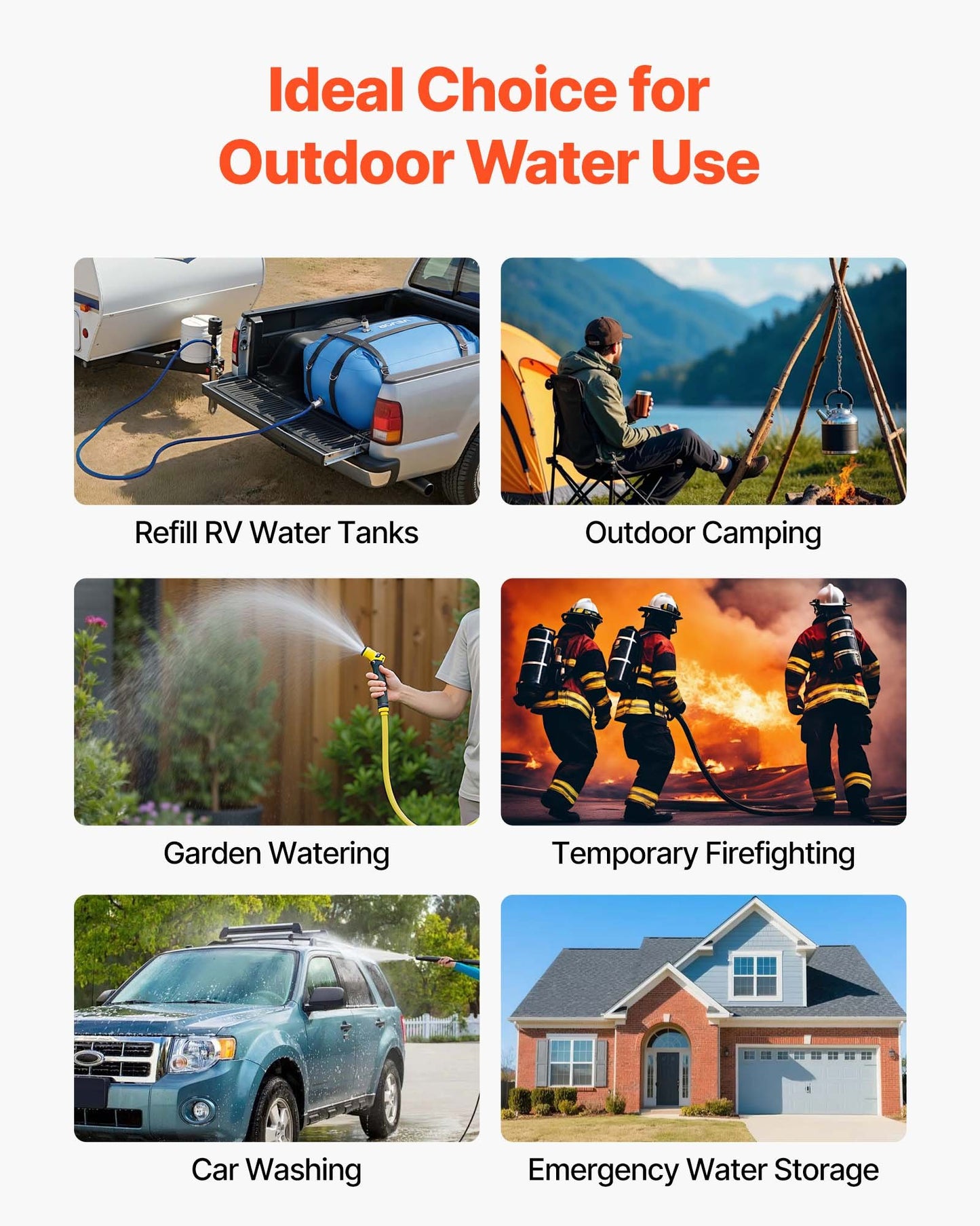 Water Storage Bladder, 132L Large Capacity TPU Soft Water Bag, Portable & Collapsible Water Storage Containers, Leakproof & Wear-Resistant RV Waters Tank for Camping Irrigation Outdoor Use