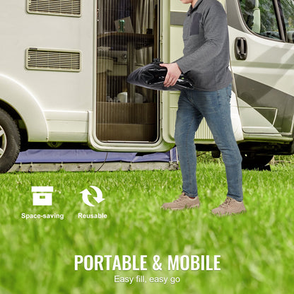 Portable 330L PVC Rainwater Bladder Tank, Collapsible, Black, 1.2mm Thick