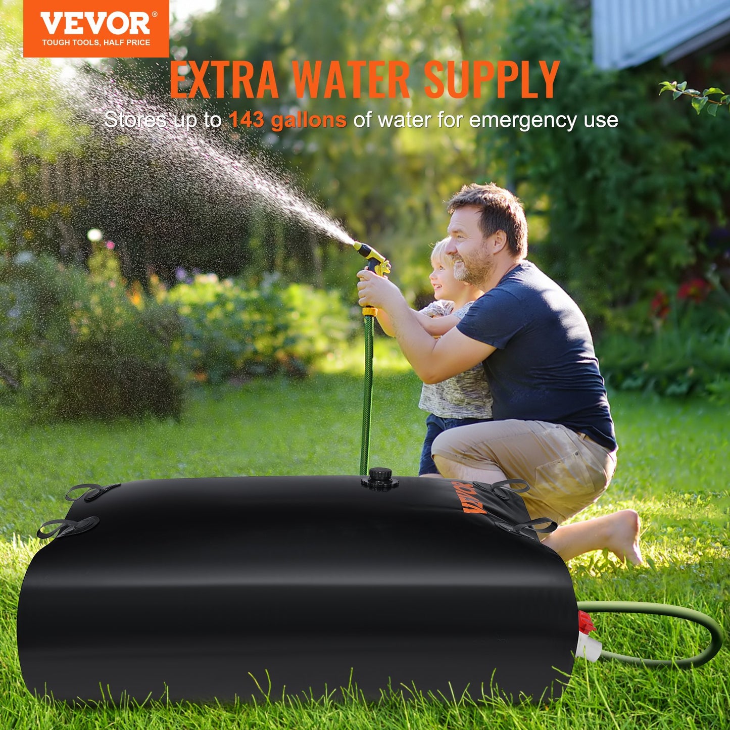 VEVOR Water Tank Bladder, 540L Large Capacity, PVC Collapsible Water Bladder Including