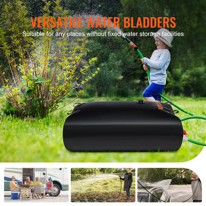Large 540L PVC Collapsible Water Bladder with Spigots & Overflow Kit, Black