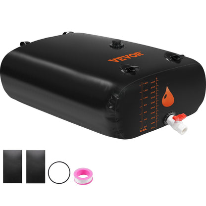 Large 540L PVC Collapsible Water Bladder with Spigots & Overflow Kit, Black