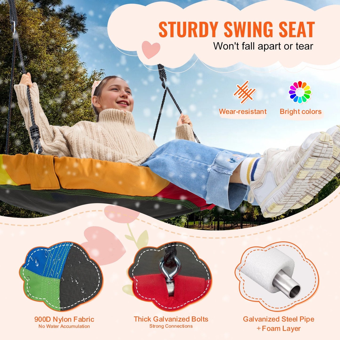 Multicolor Saucer Tree Swing, 340 kg Capacity, 1 Meter Diameter, Durable & Fun