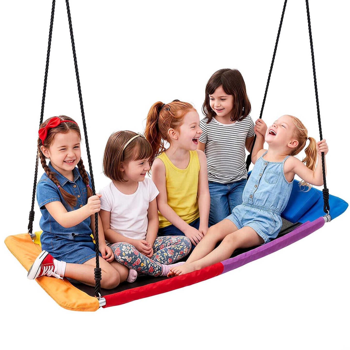 Platform Tree Swing for Kids and Adults 317 kg 149 cm Giant Rectangle, for Backyard Outdoor & Indoor, 900D Oxford Fabric Swing Seat with 2 Hanging Straps, Adjustable Ropes and Curved Edge Design