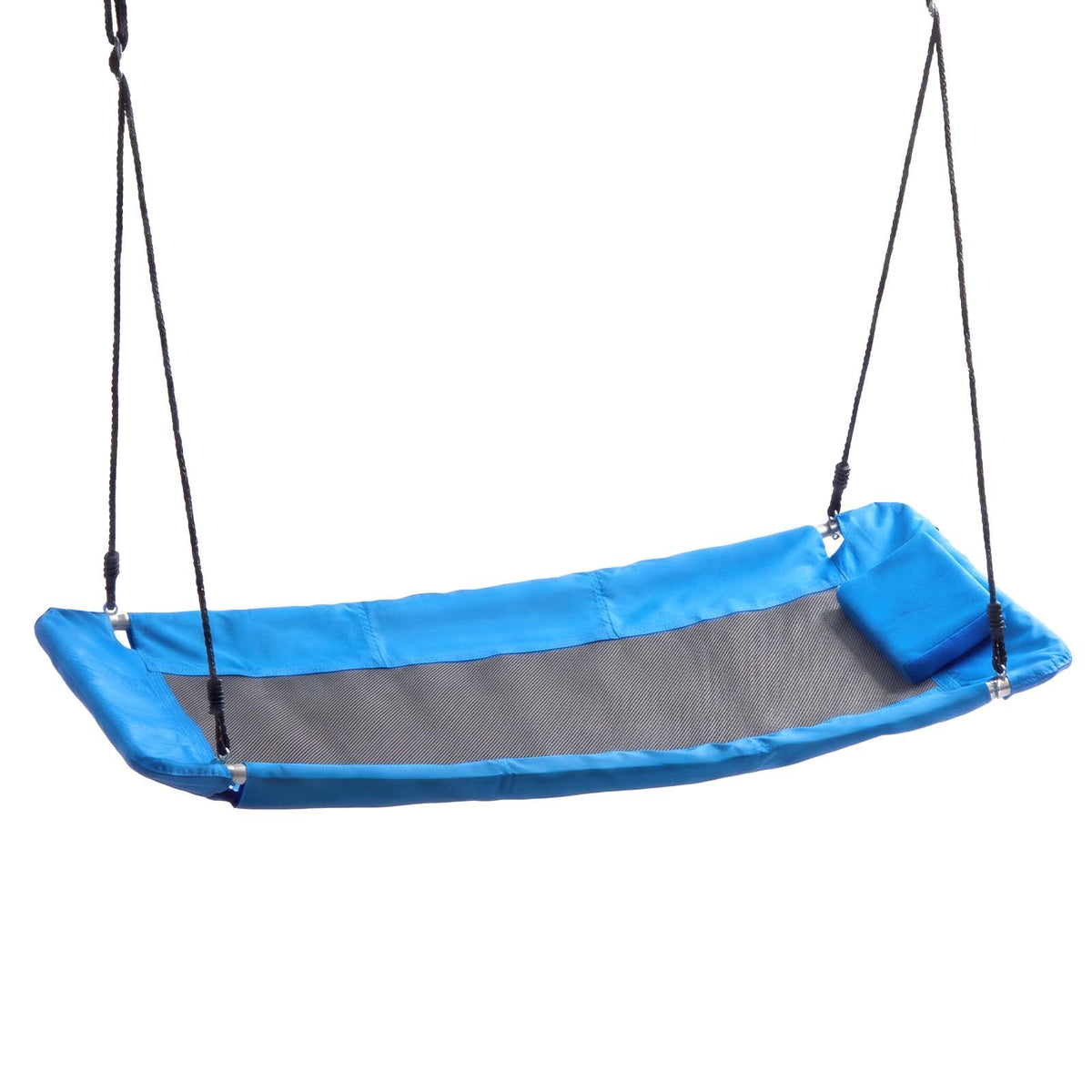 Platform Tree Swing for Kids and Adults 317 kg 149 cm Rectangle Blue, for Backyard Outdoor & Indoor, 900D Oxford Fabric Giant Seat with 2 Hanging Straps, Adjustable Ropes and Curved Edge Design