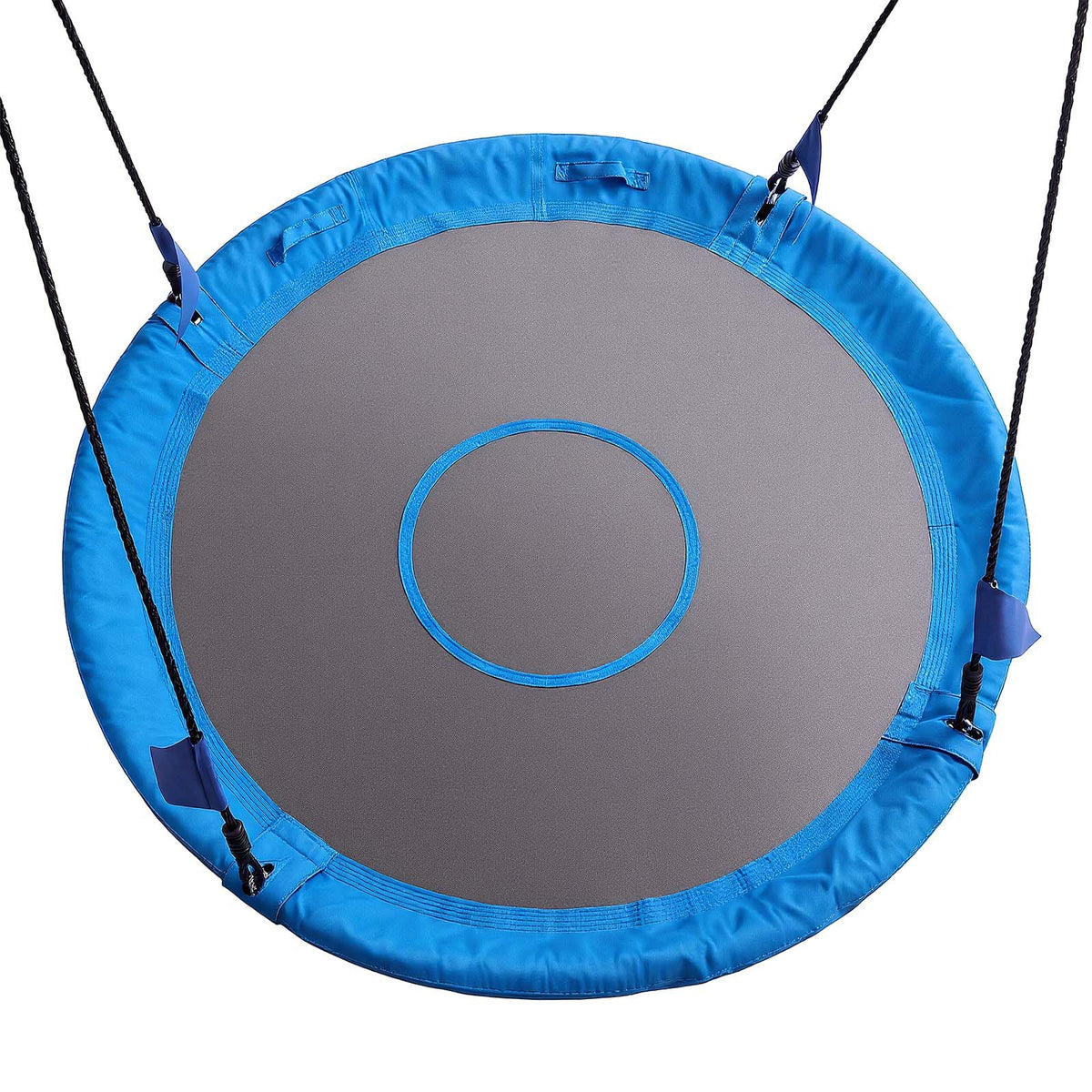 Tree Swing 149 cm Saucer Swing for Kids Adults 317 kg Weight Capacity, for Backyard Outdoor & Indoor, 360° Rotation, 900D Oxford Fabric Round Seat with 2 Hanging Straps & Adjustable Ropes, Blue