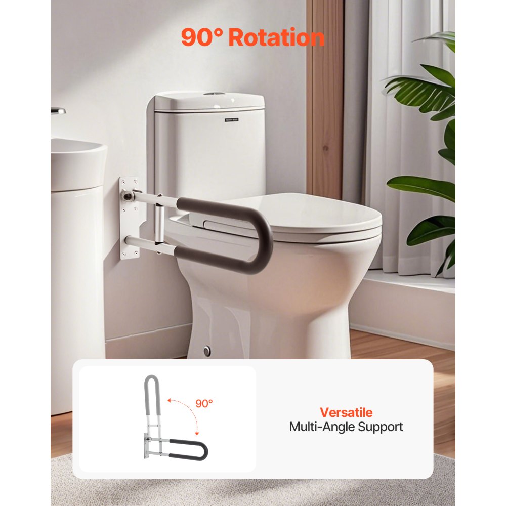 VEVOR Folding Toilet Safety Rail 60.5 cm 136 kg Load Capacity Handicap Grab Bar