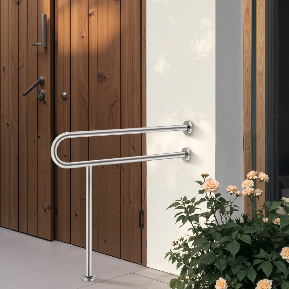 VEVOR Toilet Safety Rail with Leg 80 cm 136 kg Capacity Stainless Steel Grab Bar
