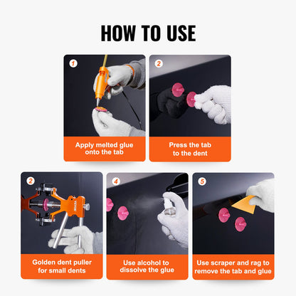 VEVOR 46 PCS Dent Removal Kit, Paintless Dent Repair Kit with Golden Dent Lifter,