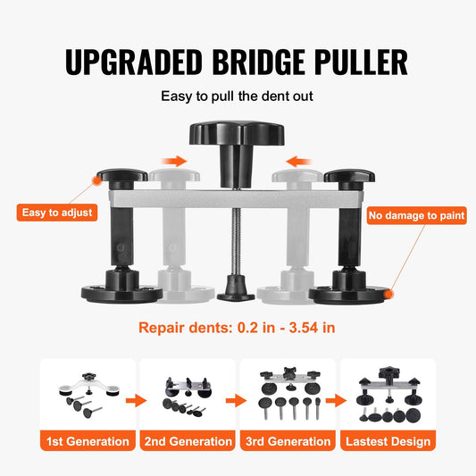 56-Piece Paintless Dent Repair Kit with Golden Lifter & Bridge Puller for Cars