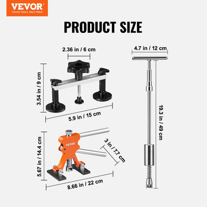 69-Piece Car Dent Repair Kit with Golden Lifter & Slide Hammer Tools