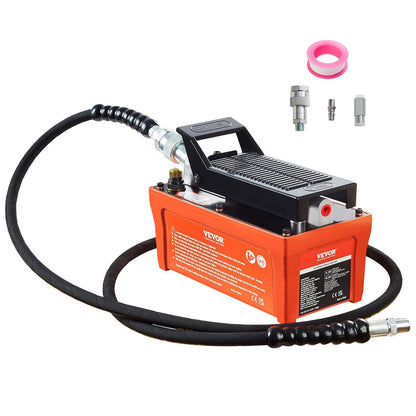 Air Hydraulic Pump, 10,000 PSI, 1/2 Gal, Foot Pedal Control, 6.6 m Pipe, Orange