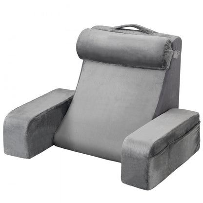 VEVOR Reading Pillow Backrest Support Pillow with Removable & 3 Pockets Headrest