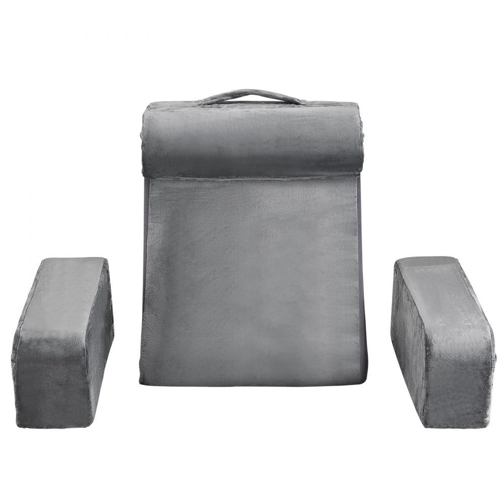 VEVOR Reading Pillow Backrest Support Pillow with Removable & 3 Pockets Headrest