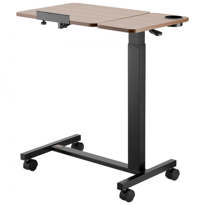 VEVOR Overbed Table Mobile Bed Side Desk with Flip Desktop Wheels & Cup Holder