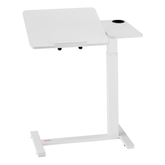 VEVOR Overbed Table Bed Side Desk with Flip Desktop Wheels & Cup Holder White