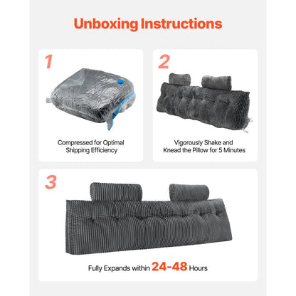 VEVOR Headboard Pillow King Wedge Headboard Pillow with 2 Pockets & Headrests