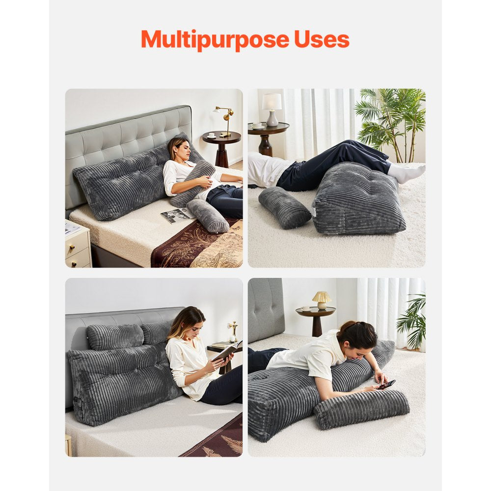 Headboard Pillow Queen Wedge Headboard Pillow with 2 Pockets & Headrests