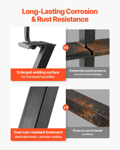 Boat Trailer Steps, 4-Step, Heavy-Duty Boat Trailer Steps with Handle, Non-Slip Surface, 3 Mounting Angle Options, Steel Ladder for 76.2 x 76.2/76.2 x 127/101.6 x 101.6 mm Frame, Bottom Mounting