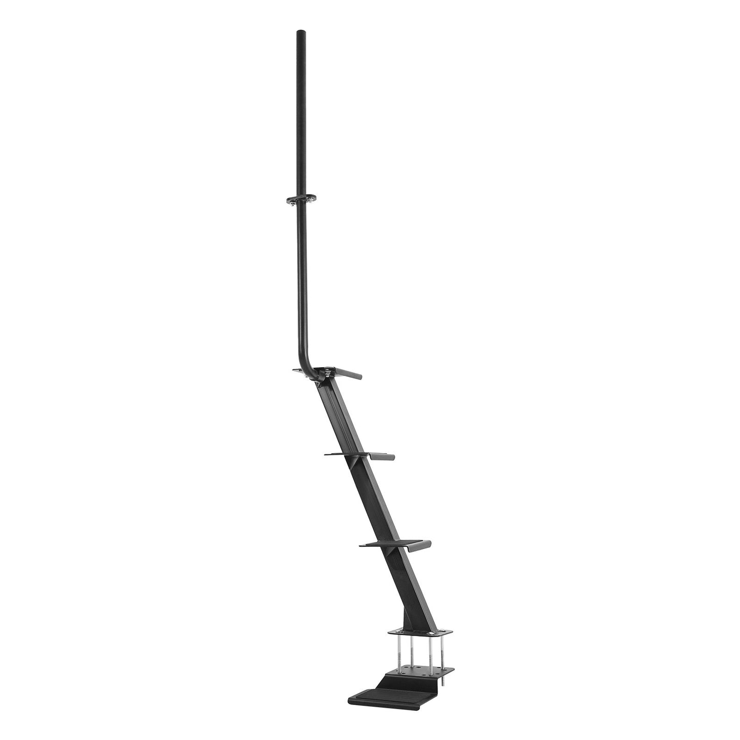 Boat Trailer Steps, 4-Step, Heavy-Duty Boat Trailer Steps with Handle, Non-Slip Surface, 3 Mounting Angle Options, Steel Ladder for 76.2 x 76.2/76.2 x 127/101.6 x 101.6 mm Frame, Bottom Mounting