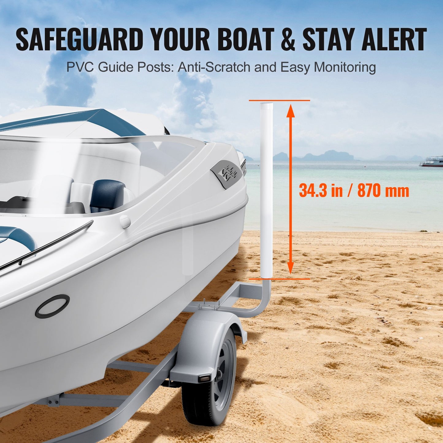 VEVOR Boat Trailer Guide, 1.1M Adjustable Design Trailer Guide Poles, 2PCS Rustproof