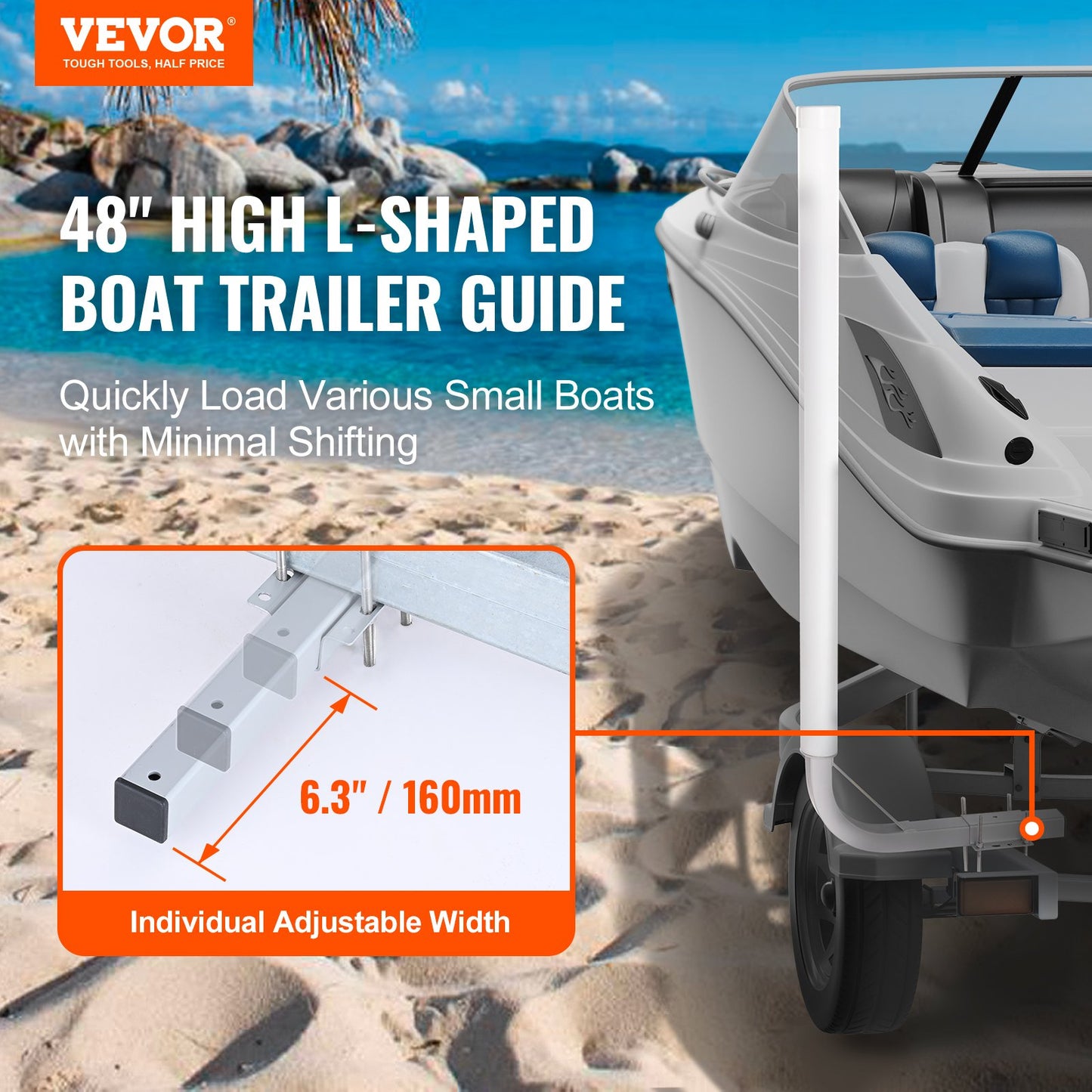 VEVOR Boat Trailer Guide, 1.2M Adjustable Design Trailer Guide Poles, 2PCS Rustproof
