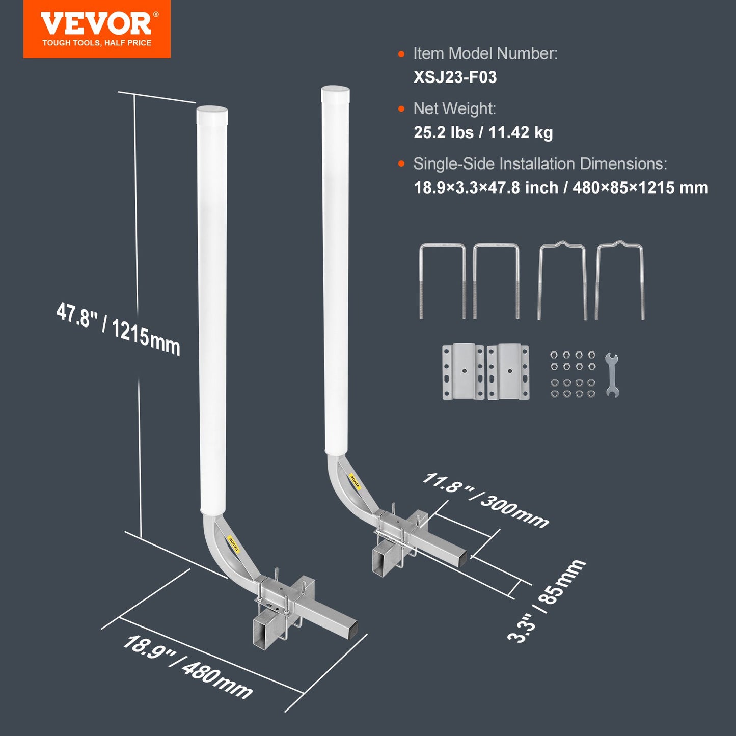 VEVOR Boat Trailer Guide, 1.2M Adjustable Design Trailer Guide Poles, 2PCS Rustproof