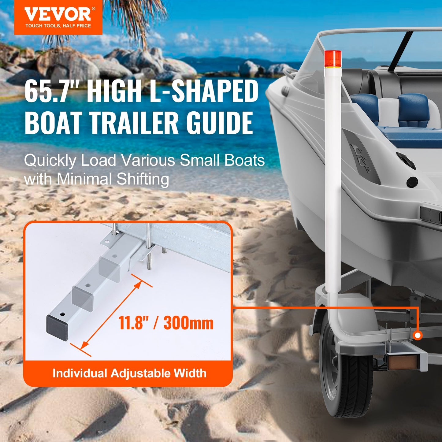 VEVOR Boat Trailer Guide, 1.57M with LED Light Trailer Guide Poles, 2PCS Rustproof