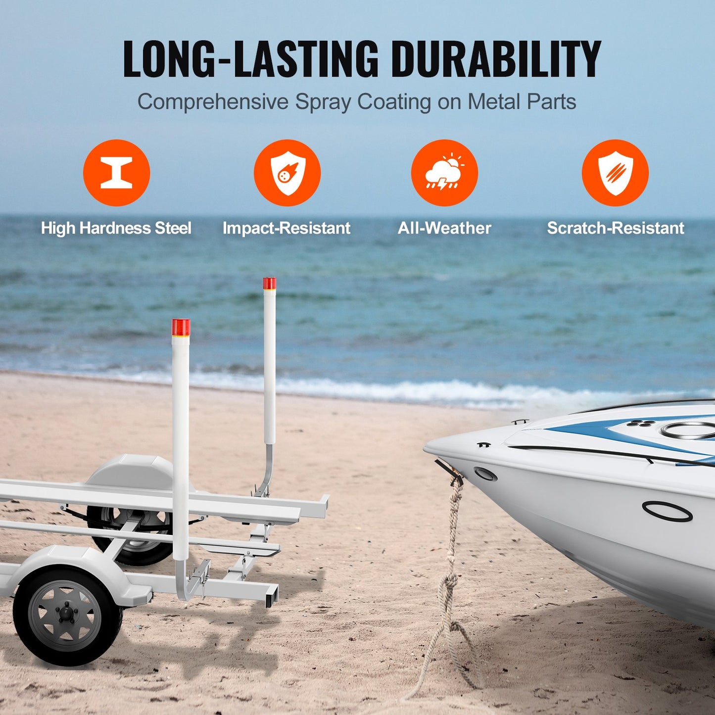 VEVOR Boat Trailer Guide, 1.57M with LED Light Trailer Guide Poles, 2PCS Rustproof