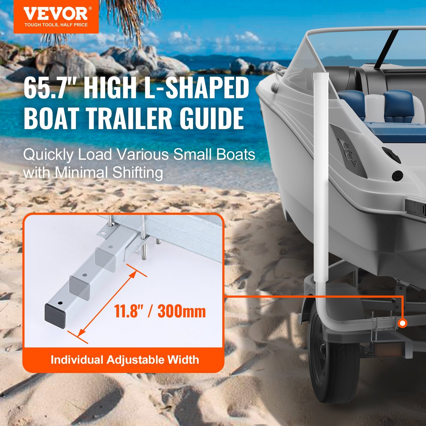 VEVOR Boat Trailer Guide, 1.5M Adjustable Design Trailer Guide Poles, 2PCS Rustproof