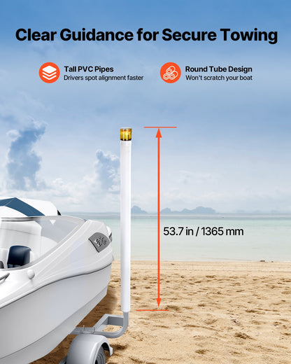 Boat Trailer Guide, 1670mm with LED Light Trailer Guide Poles, 2PCS High-Hardness Steel Guide-Ons, Wide Adjustable Trailers Guides with PVC Pipes, for Ski Boat, Fishing Boat, Sailboat Trailers