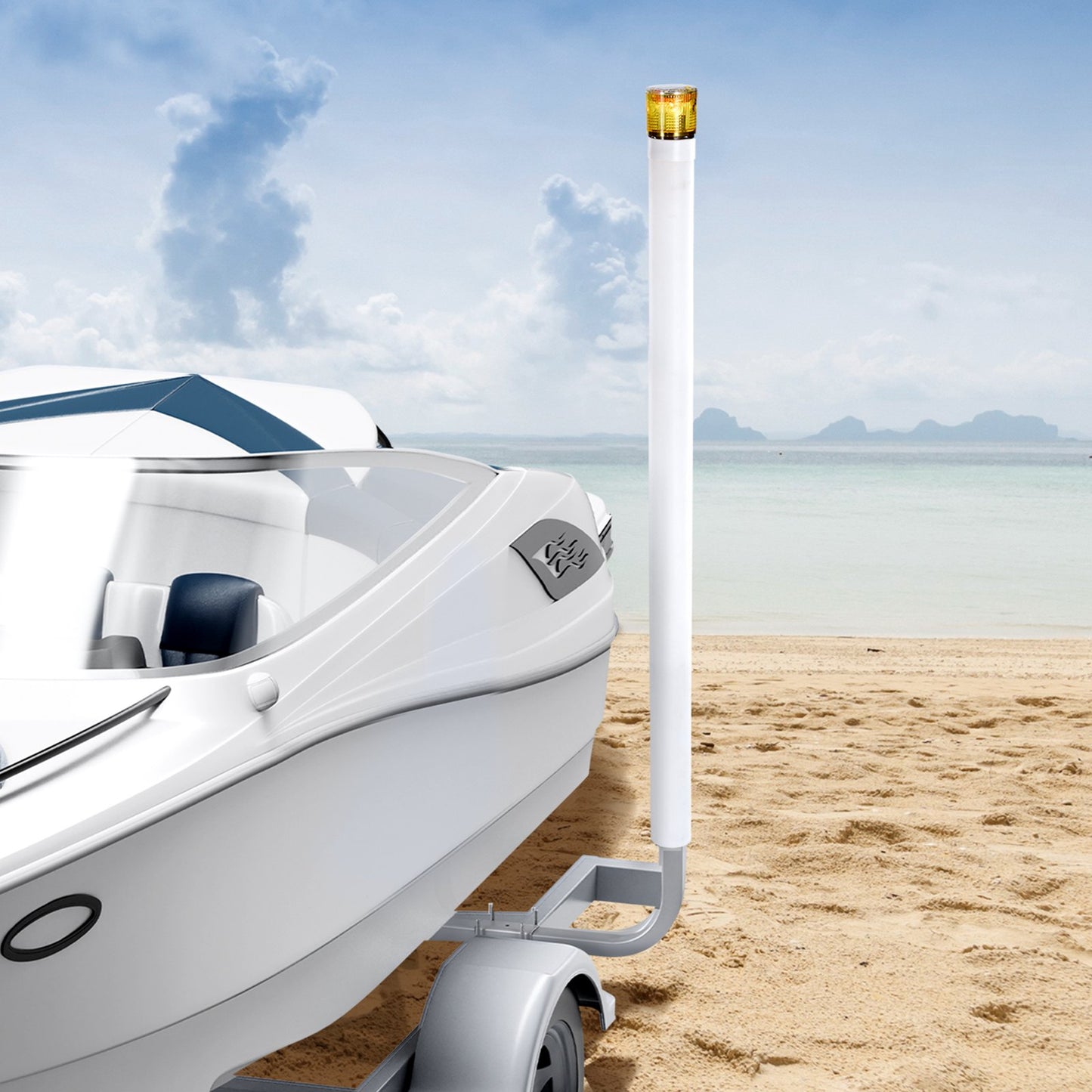 Boat Trailer Guide, 1670mm with LED Light Trailer Guide Poles, 2PCS High-Hardness Steel Guide-Ons, Wide Adjustable Trailers Guides with PVC Pipes, for Ski Boat, Fishing Boat, Sailboat Trailers