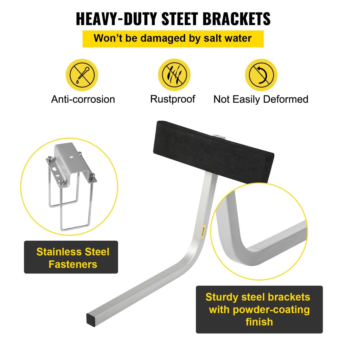 Steel Boat Trailer Guide-Ons with Carpet Padding, Adjustable & Easy Mount, 2 PCS